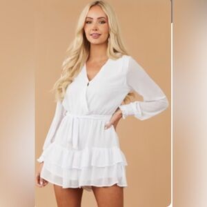 White Long Sleeve Romper